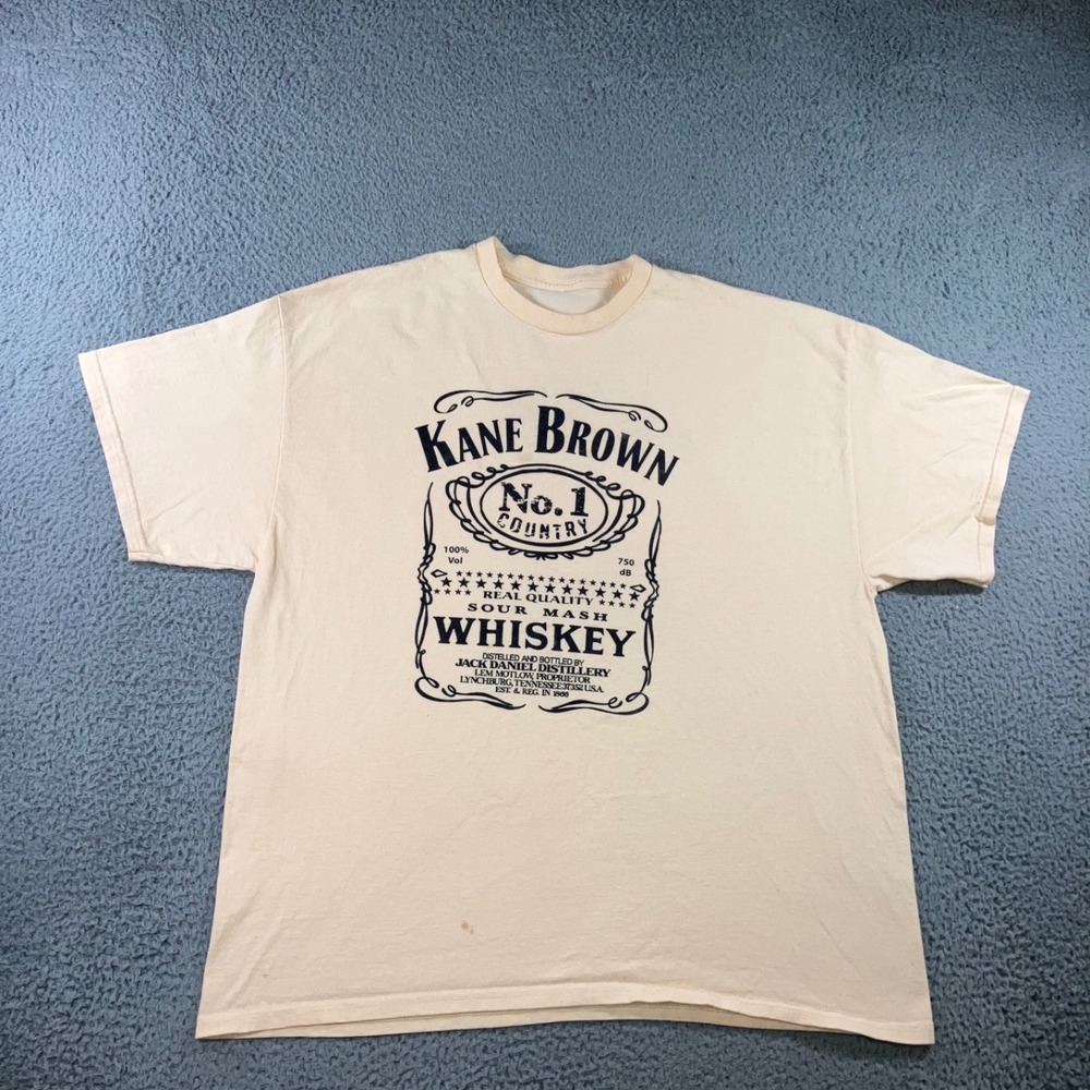 Kane Brown T-Shirt Men 2XL In The Air Tour 2024 Whiskey Graphic Cream Western